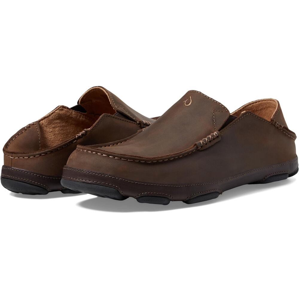 OluKai Men's Moloa Slip-On Shoes Dark Wood/Dark Java - 10128-6348, Size 9 M